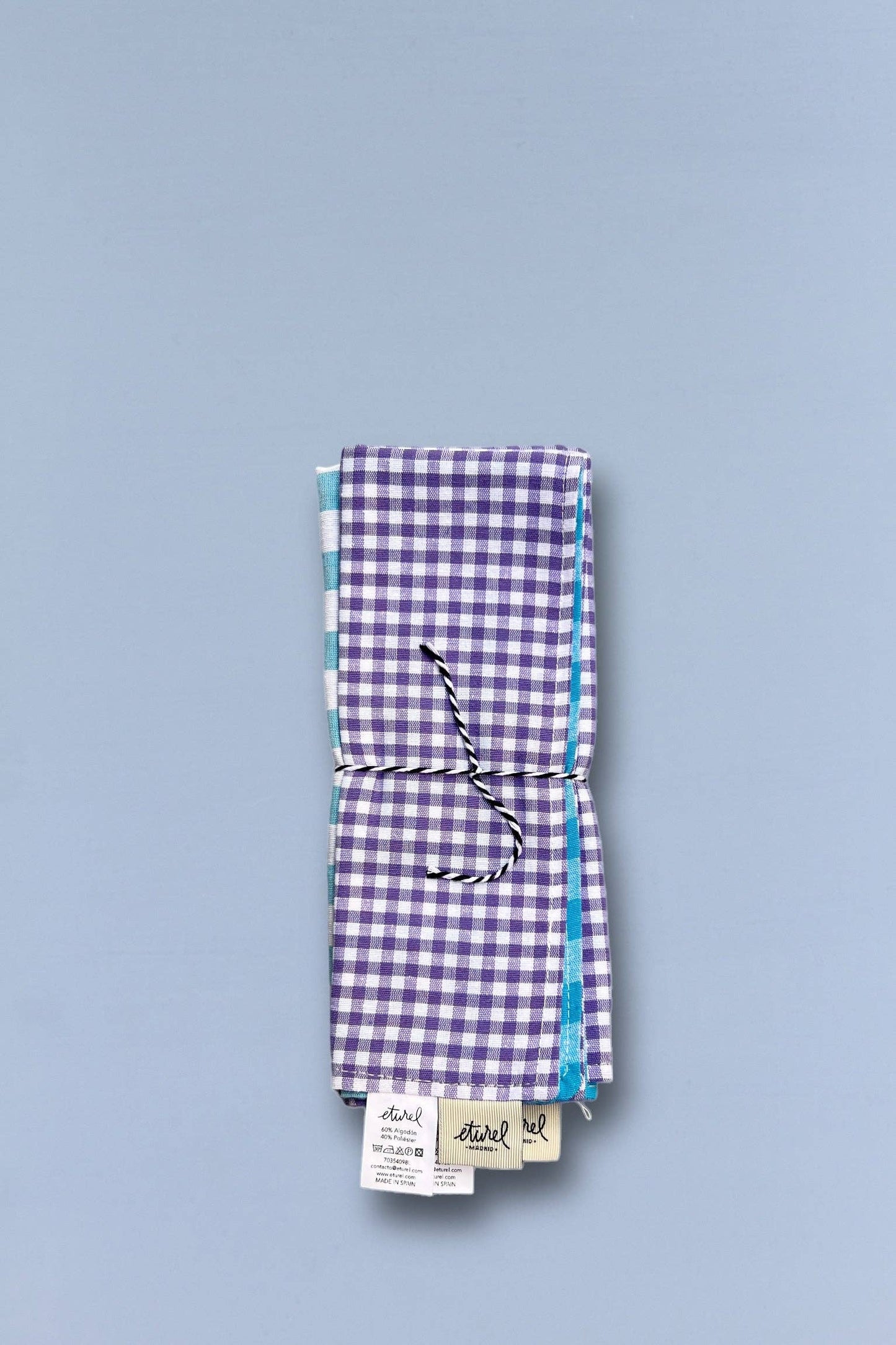 Dubbelzijdige placemats van katoen, geblokt paars/blauw - 2 stuks