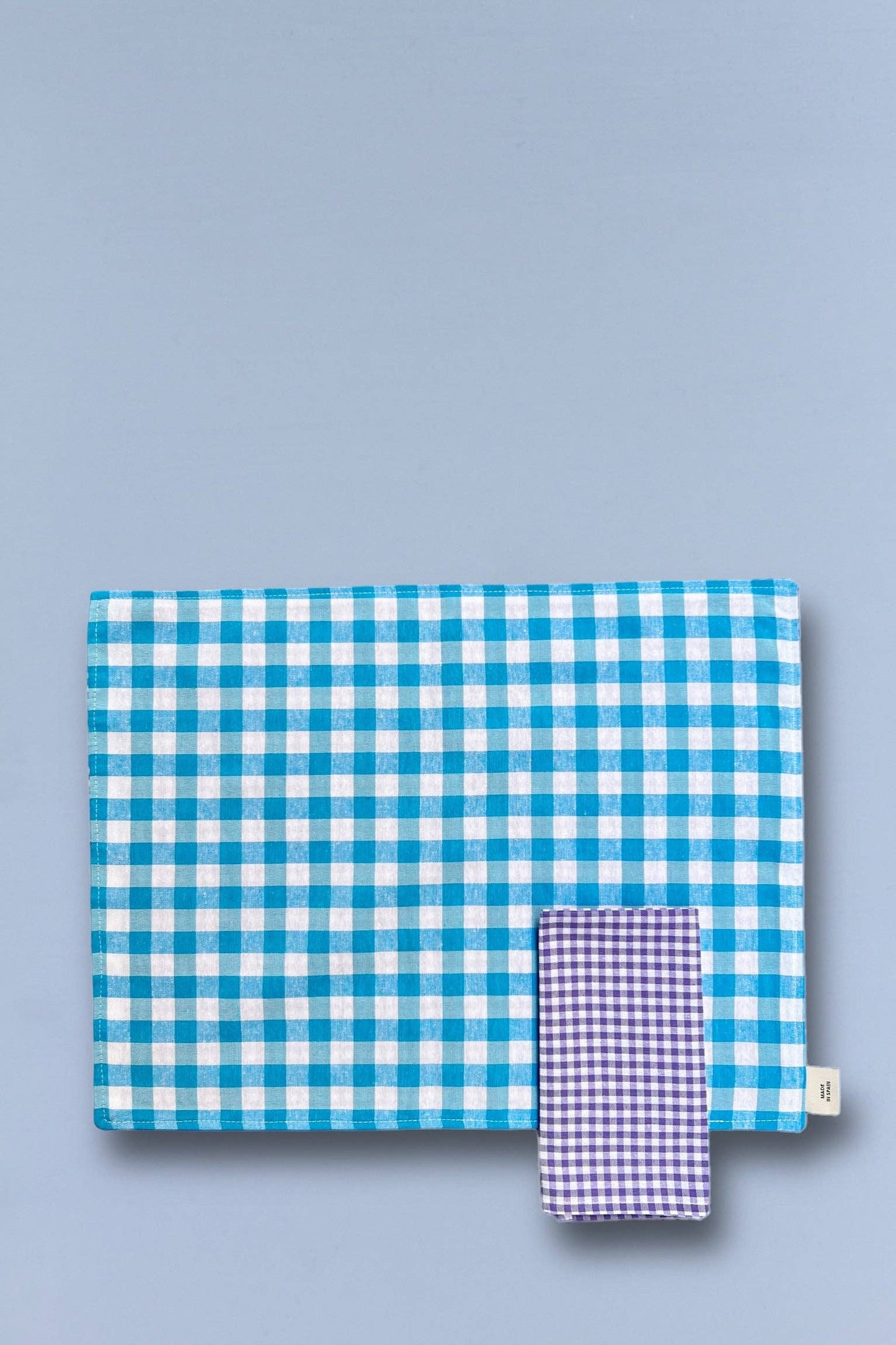 Dubbelzijdige placemats van katoen, geblokt paars/blauw - 2 stuks