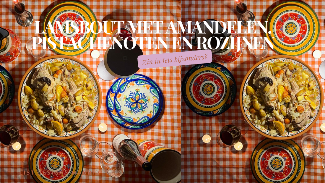 Lamsbout met amandelen, pistachenoten en rozijnen