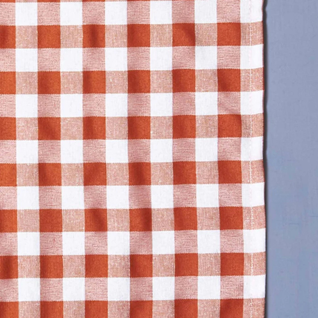 Servetten van katoen, oranje geblokt - 2 stuks